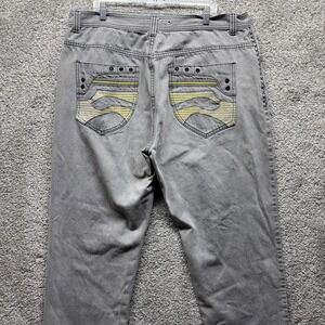 Vintage Y2K Jinzu Mens Hip Hop Punk Jeans Gray 42x30 Skater Embroidered Grommets